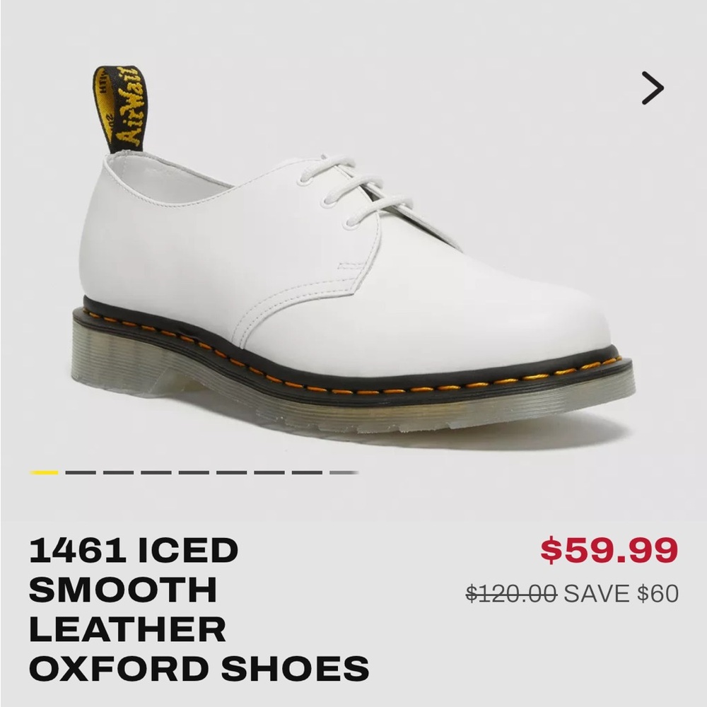 Dr. Martens White Leather Oxford Shoes - Picture 2 of 8